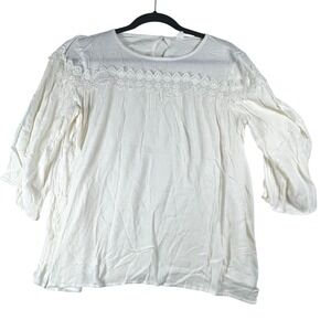 Old Navy White Crochet Trim Boho Peasant Top Women's Medium NWT Cottagecore